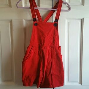 Red Cotton Overalls